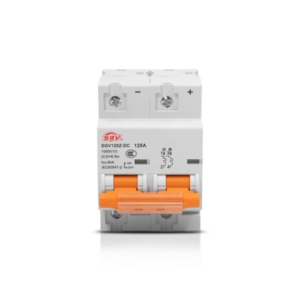 DISJUNTOR DC BIPOLAR SGV 1000VCC CURVA C 6KA 125A (SGV125Z-DC 125A 2P)