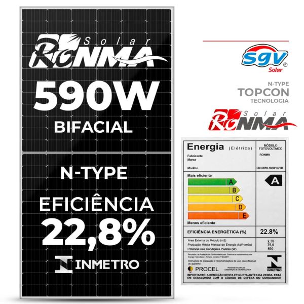 MODULO SOLAR 590W N-TOPCON RONMA BIFACIAL