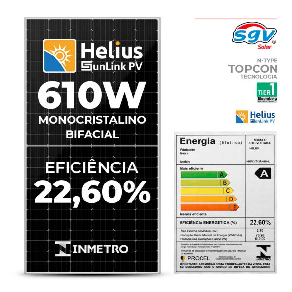 PAINEL SOLAR HELIUS GENESIS 610 W BIFACIAL