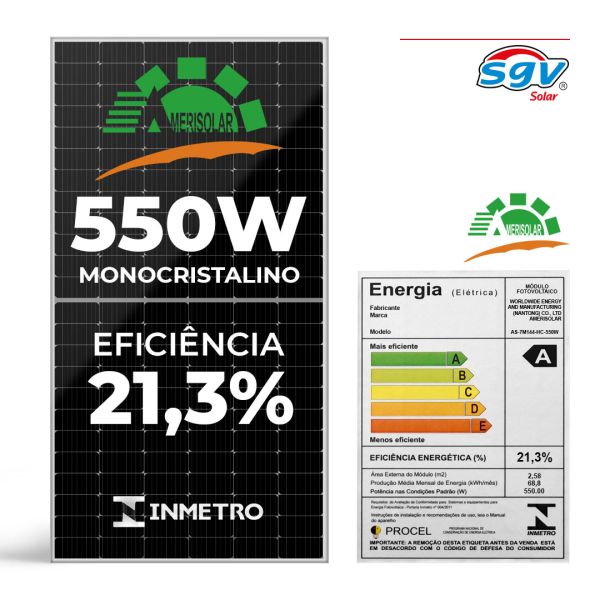 PAINEL SOLAR AMERISOLAR 550 W