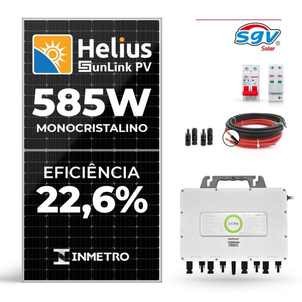 CONJUNTO GERADOR SOLAR 2,25 KW - 220 V MONOFÁSICO - 4 PAINÉIS 585 W - DISPONÍVEL 5 DIAS APÓS A COMPRA