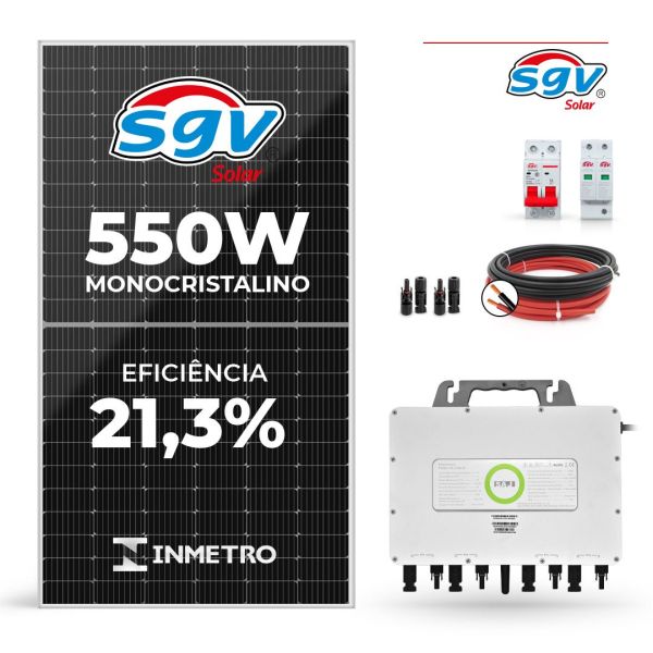 CONJUNTO GERADOR SOLAR 2,25 KW - 220 V MONOFÁSICO - 4 PAINÉIS 550 W - DISPONÍVEL 5 DIAS APÓS A COMPRA