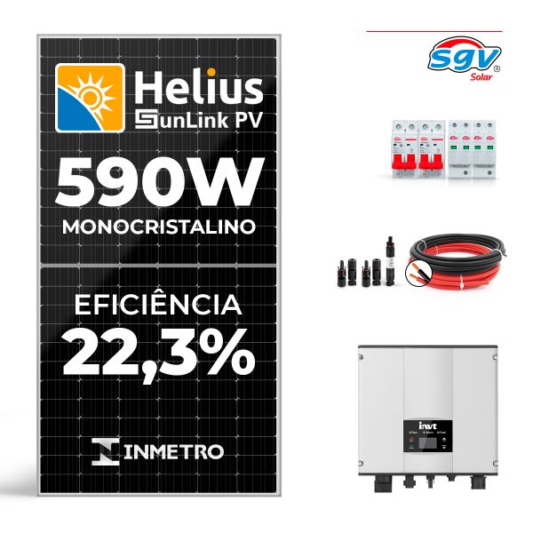 CONJUNTO GERADOR SOLAR 2kW - 220V MONOFÁSICO - 4 PAINÉIS DE 590W + ACESSÓRIOS
