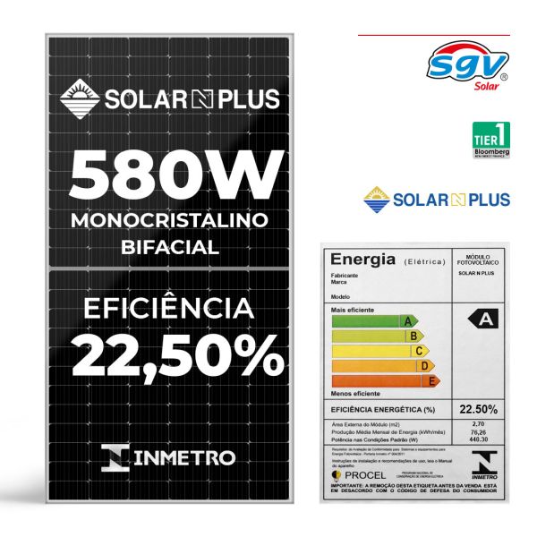 Painel 580W Solar-N-Plus Bifacial
