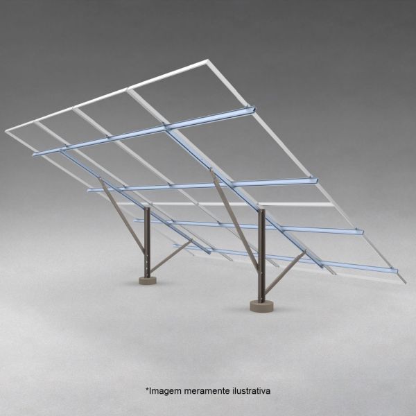 KIT ESTRUTURA SOLAR PARA SOLO MONOPOSTE AÇO GALVANIZADO-ALUMINIO PARA 8 MÓDULOS