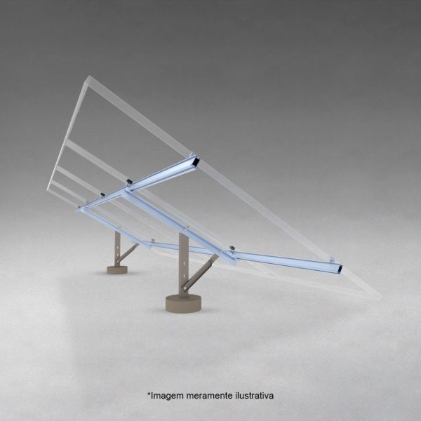 KIT ESTRUTURA SOLAR PARA SOLO MONOPOSTE AÇO GALVANIZADO-ALUMINIO PARA 4 MÓDULOS
