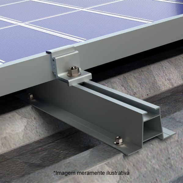 KIT ESTRUTURA SOLAR TELHA METÁLICA TRAPEZOIDAL MINI TRILHO BAIXO PARA 4 MÓDULOS