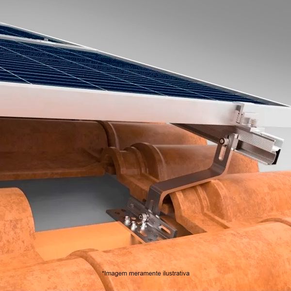 KIT ESTRUTURA SOLAR TELHA CERAMICA TRILHO 2,40M*4 OU 4,80M*2 PARA 4 MÓDULOS