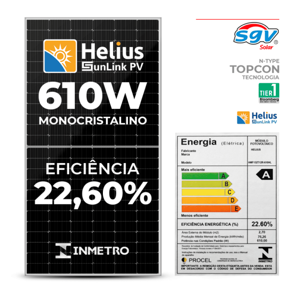 PAINEL SOLAR HELIUS GENESIS MONOFACIAL 610 W