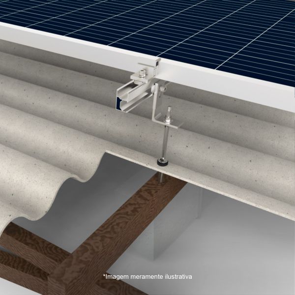 KIT ESTRUTURA SOLAR TELHA FIBROCIMENTO MADEIRA TRILHO 2,40M*4 OU 4,80M*2 PARA 4 MÓDULOS