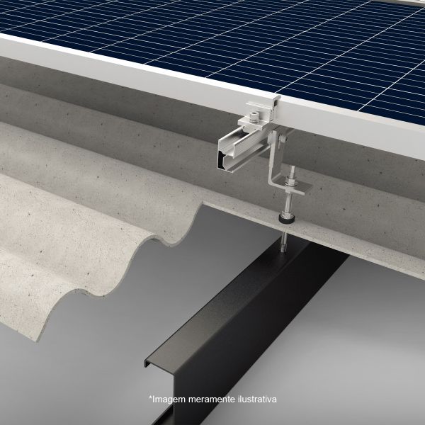 KIT ESTRUTURA SOLAR TELHA FIBROCIMENTO METAL TRILHO 2,40M*4 OU 4,80M*2 PARA 4 MÓDULO