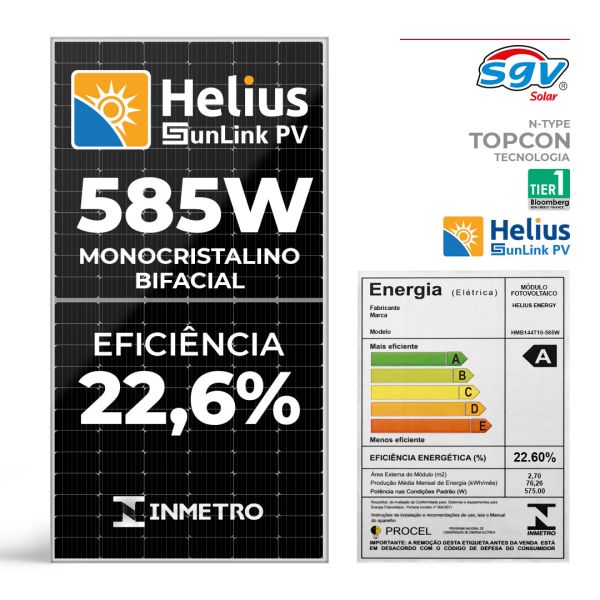PAINEL SOLAR 585W BIFACIAL HELIUS