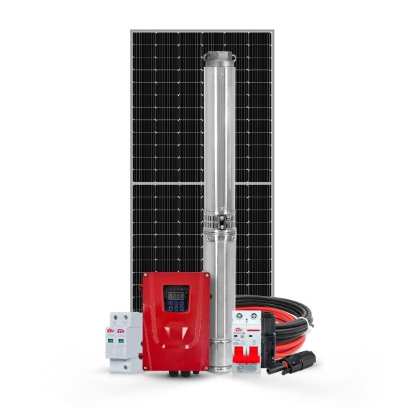KIT BOMBEAMENTO 3CV 3500L 8 PLACAS SOLARES 450W + DRIVE + BOMBA  + ACESSÓRIOS